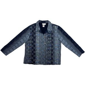Coldwater Creek Women's Med. Geometric ButtonUp Long Sleeve Jacket #98516 Cotton